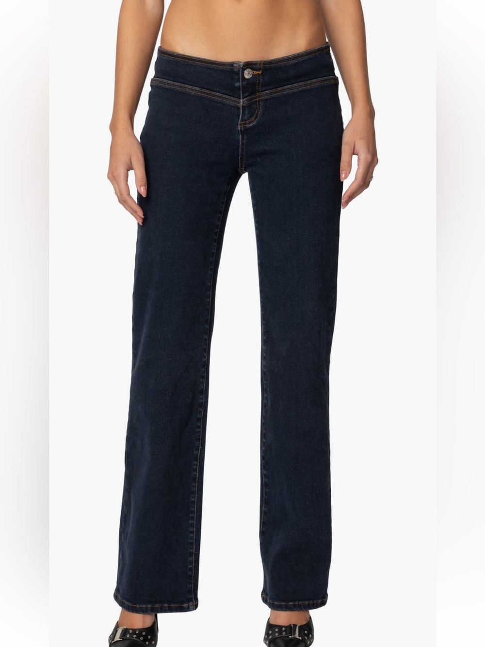 Edikted Ribbon Lace Up Low Rise Straight Jeans